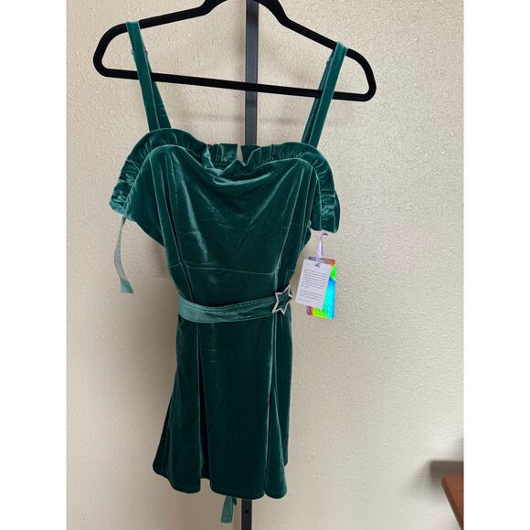 Johnny Wujek for JCPenney Green Velvet Star Belt Dress Juniors XL NWT - Picture 3 of 7
